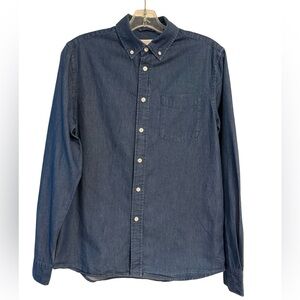 Saturdays NYC Mens Small Chambray Button Down Shirt Indigo Cotton